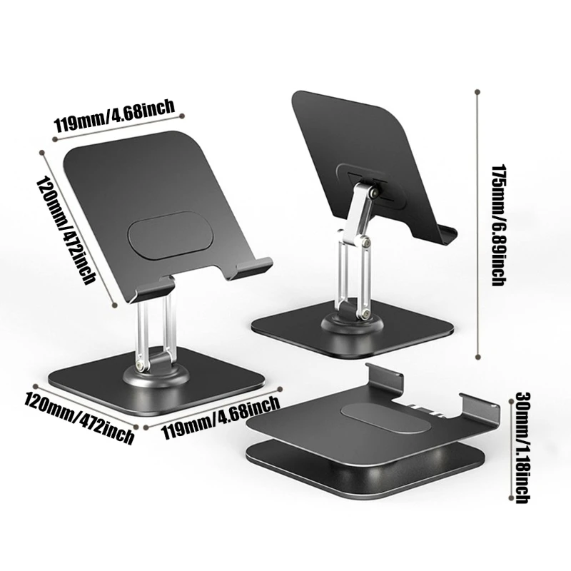 Phone Stand Secure and Stable Smartphone Holder with 360 Rotation Foldable Aluminum for Various Device Support Bracket