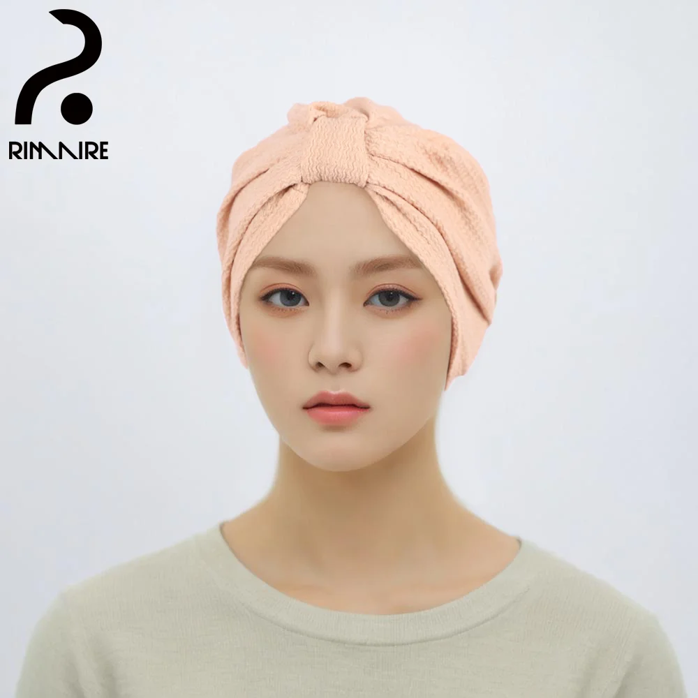 

RIMAIRE Muslim Fashionable Hat Hijabs for Women Pure Color Elastic and Comfortable Islam Turban Polyester Imitation Linen Hijab