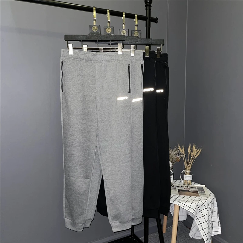 

Reflective Straight Leg Casual Pants Men's Autumn Sports Leisure Trousers Long Pants Cotton Fine Canvas Youth Fashion