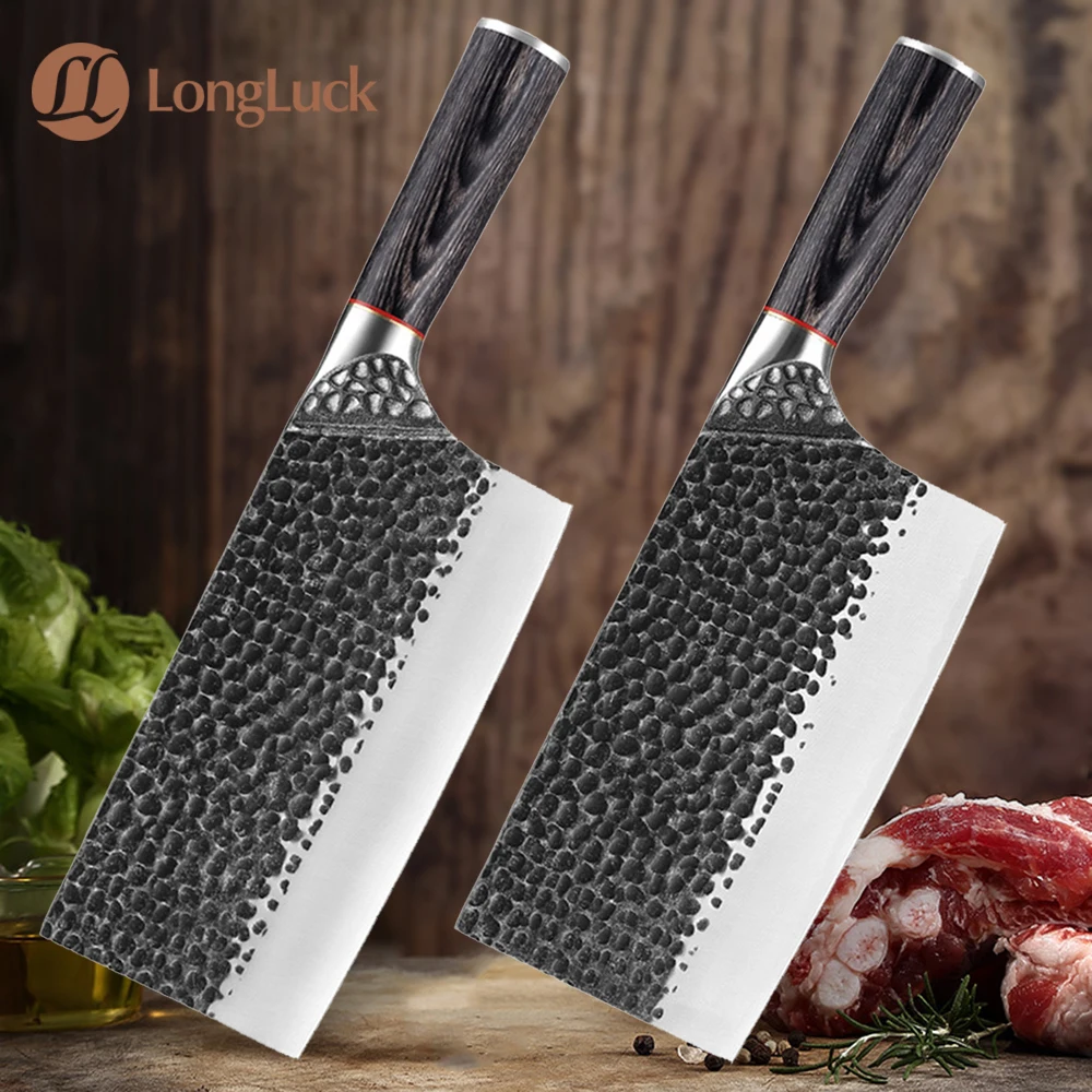 Chinese Kitchen Knife High-Carbon Steel Hand Forged Black-Edged Non-Stick Chef Knivse Kitchen Cleaver Chopper Vegetable Knife Se