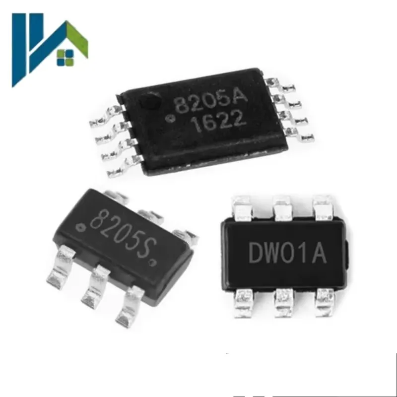 20pcs DW01 8205A Lithium Battery Protection IC Chip SMD SOT23‑6 TSSOP8 Power Bank Battery Protection Chip