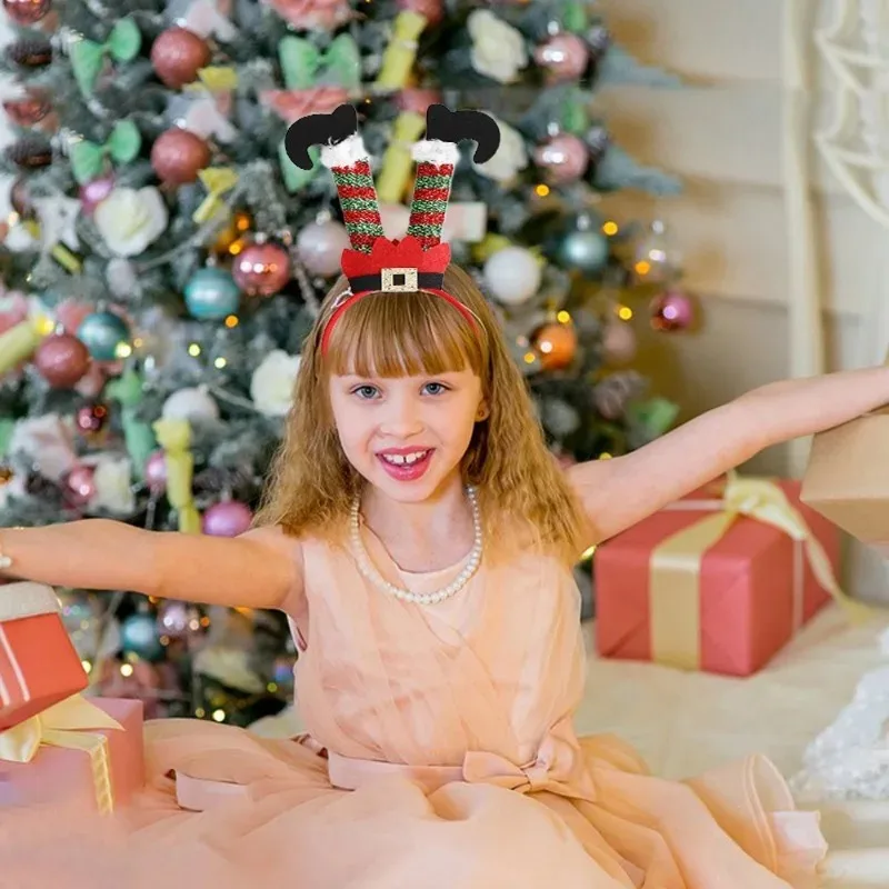 Aro de pelo de Cosplay de Navidad para hombres y mujeres, sombrero de Papá Noel, pierna, diadema de fiesta de Festival para niñas y niños, decoración de cabeza