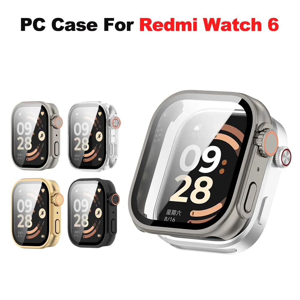 Case + Glass for Redmi Watch 6 Screen Protector Tempered Glass Scratch Resistant PC Bumper Cover Protective Shell Accessories