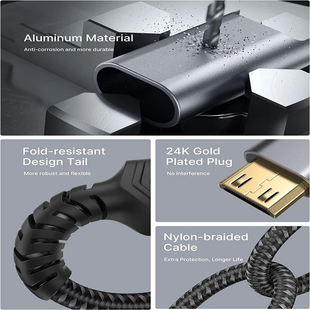 Mini HDMI to HDMI adapter Cable 4K@60Hz HDMI2.0 18Gbps 3D male to Female converter for Laptop Desktop to HDTV Projector Camera