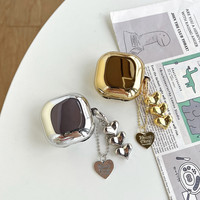 For Samsung Galaxy buds2 pro/buds 2/buds live/buds pro with love heart pendant Soft Plating gold silvery Earphone Case