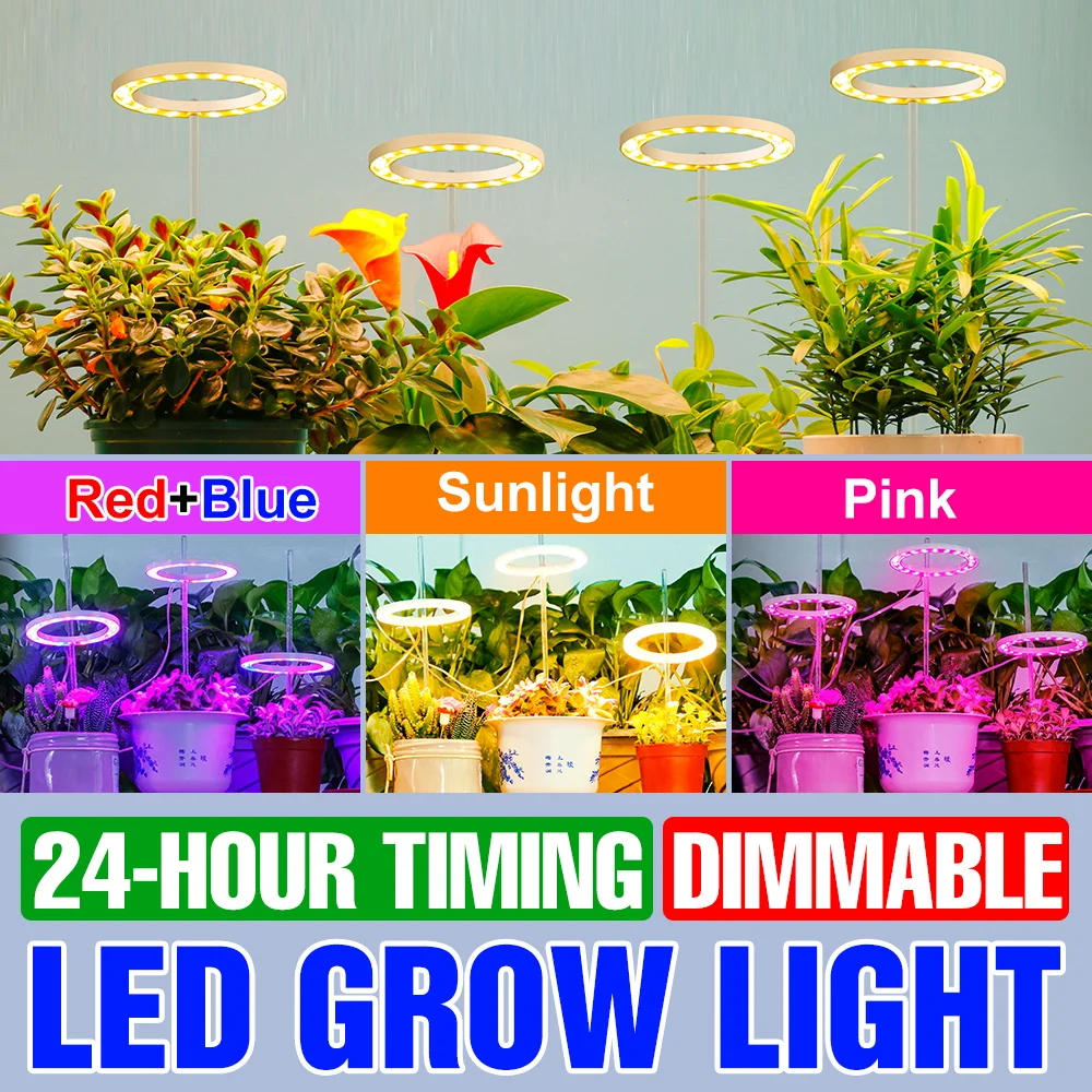 

LED Indoor Grow Lights Full Spectrum Vegetables Fruit Seed Potted Plants Cultivation Lamp USB DC5V Dimmable With Timing Function