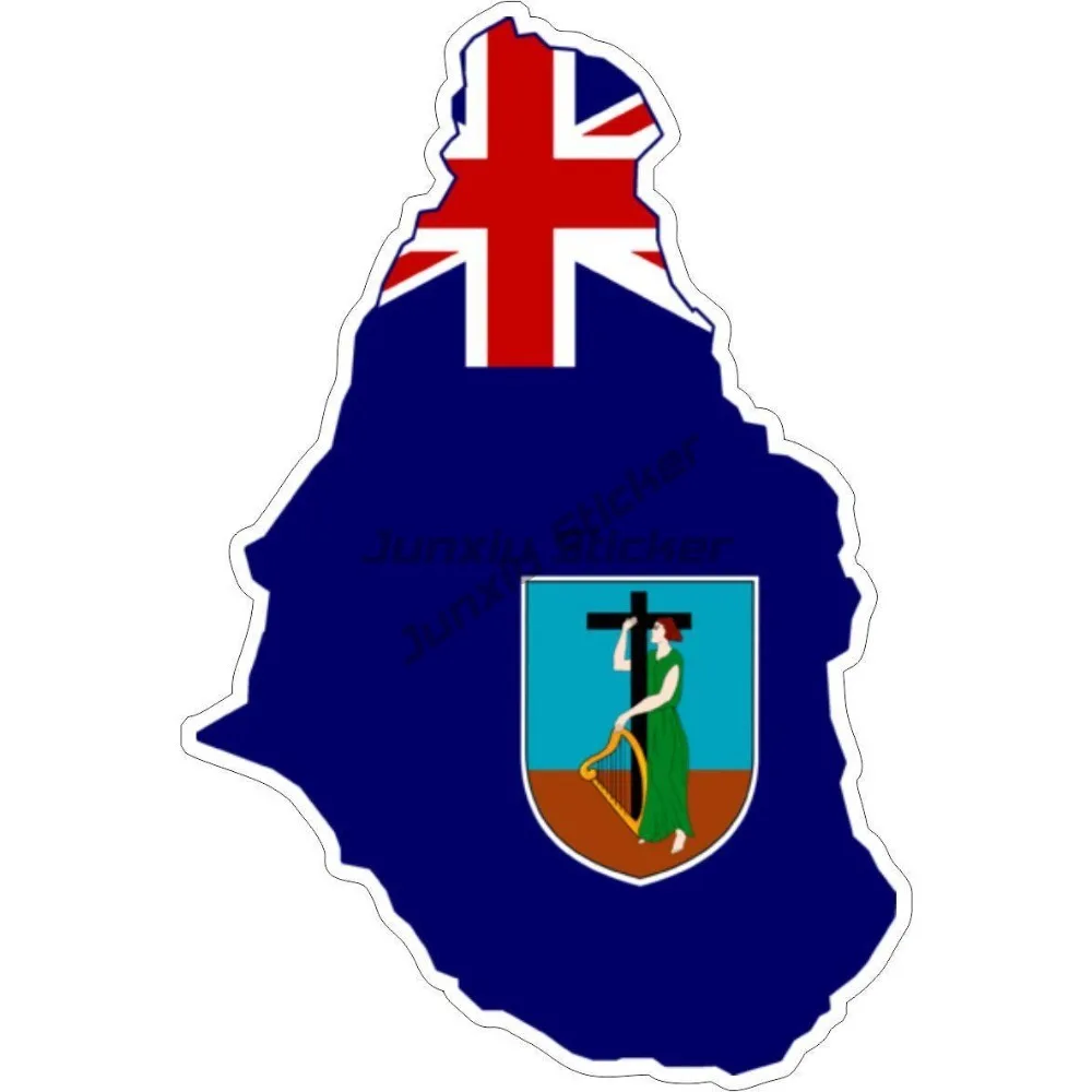 Pegatina de vinilo para coche, mapa de Moto, bandera, pared exterior, Macbbook Montserrat, impermeabilización de arañazos, calcomanías exteriores, parachoques delantero