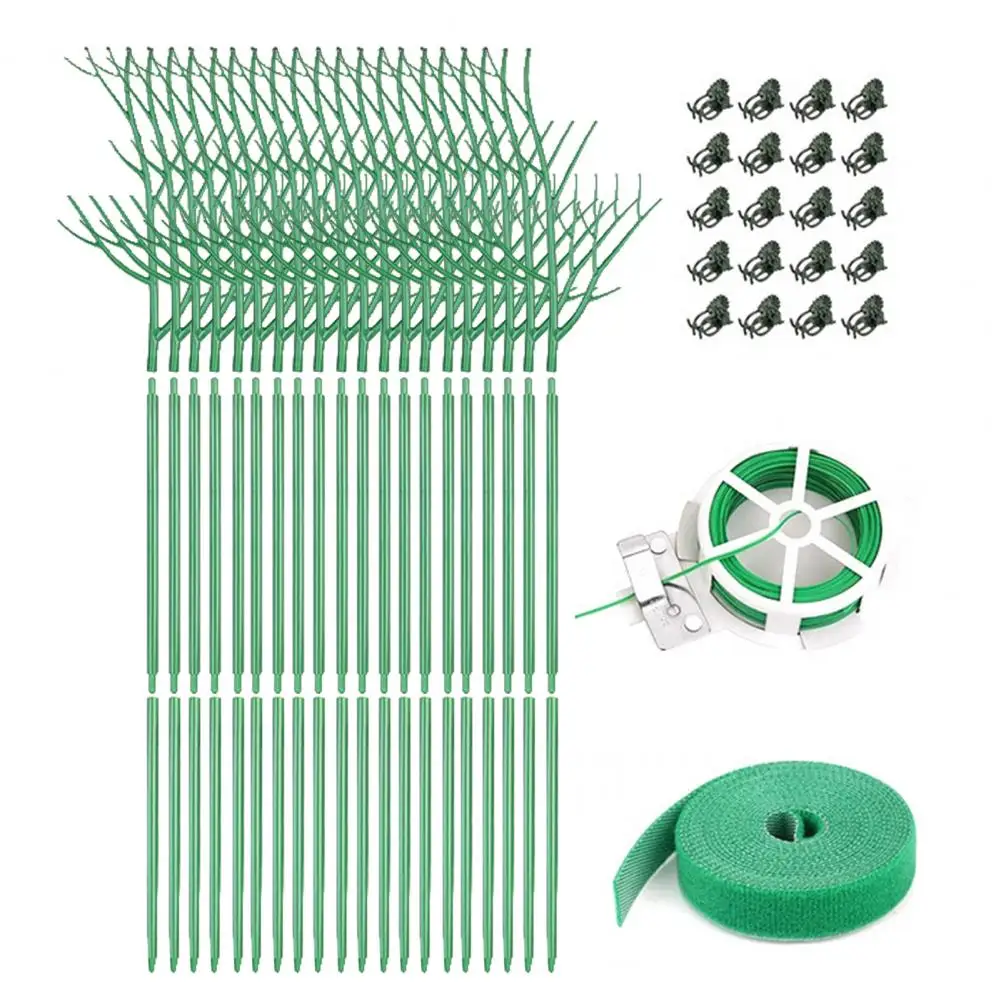 

Garden Support Stakes Eco-friendly Plant Support Stakes Set with Orchid Clips Twist Ties for House Potted Climbers for Indoor