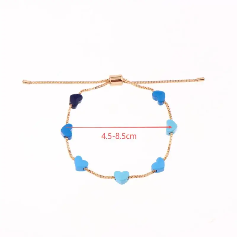 Bracelet dégradé de cœur coloré pour enfants, chaîne de poignet à la mode pour filles, accessoires de bijoux de fête, nouveau cadeau 2025