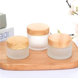 5g 10g 30 50g Cream Bottle Glass Wood Grain Lid Cosmetic Jar Scrub Sub-bottling Portable Travel Sub-bottling Packaging Container