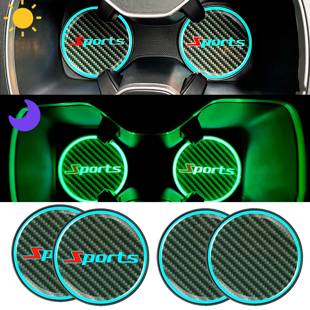 

2pcs Universal Car Interior Styling Accessories Car Insert Cup Mat Anti Slip Waterproof Luminous Car Decorative Cup Mat Coaster