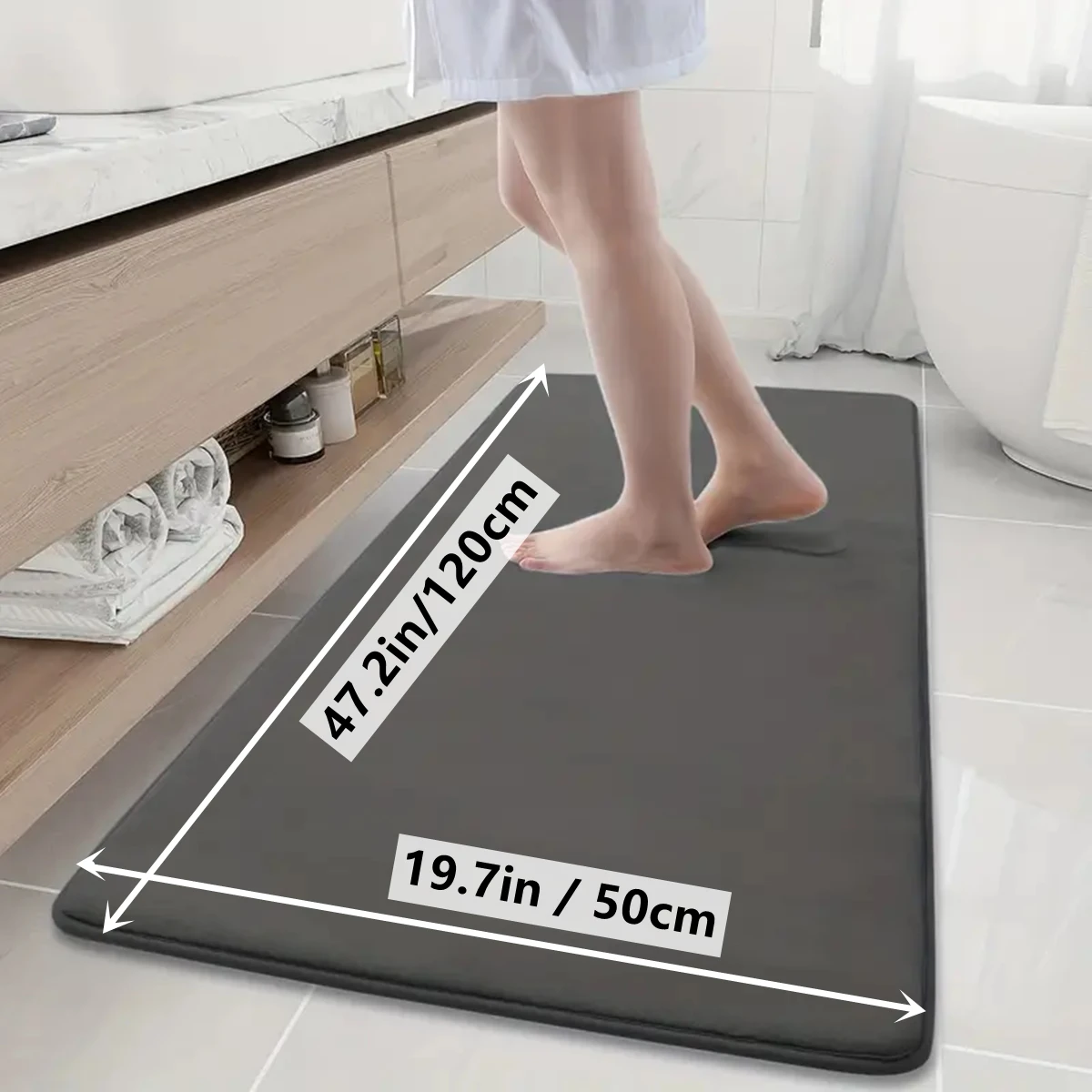 19.7x47.2in Large-sized Bathroom Anti-skid Floor Mat Bathtub Floor Mat Home Decor Anti-skid Water Absorbent Bathroom Carpet