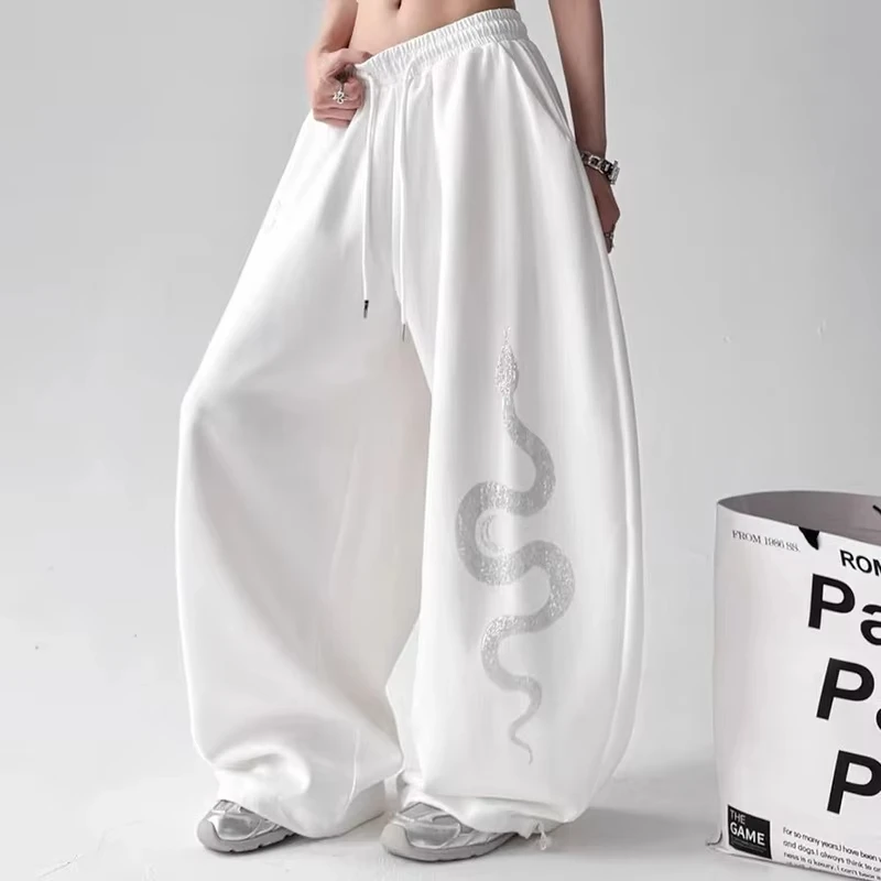 Street Style Casual Sweatpants with Women's Punk Style Patterns New Arrivals for Spring Fleece Loose Fit Streetwear Oversized