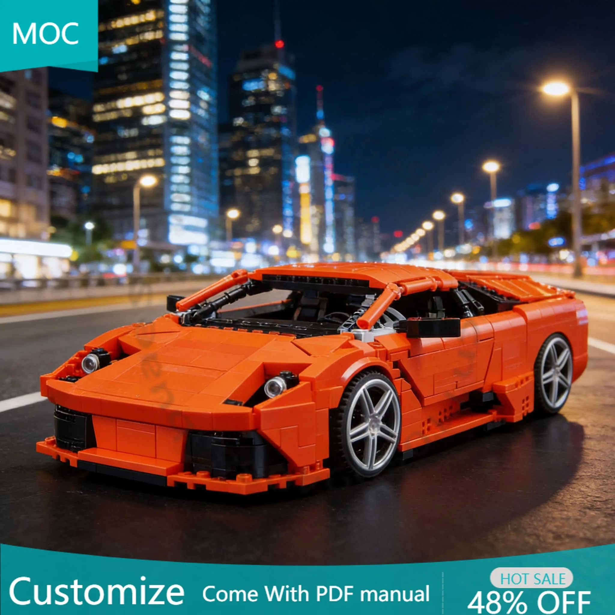 

1224 PCS Build Your Dream Car Murcielago LP640-4 MOC Customize Modular Building Block Brick Educational DIY Holiday Toy Gifts