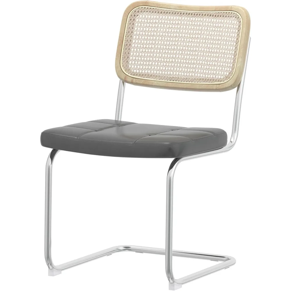 كراسي تناول الطعام الحديثة، كراسي مطبخ منجدة من الجلد الصناعي مع ظهر من الخيزران لغرفة الطعام والمطاعم والمطبخ #6