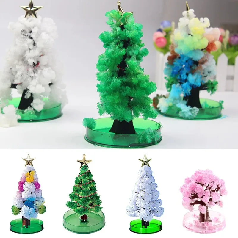4 Arten 14cm Magie wachsen Weihnachts baum DIY Spaß Weihnachten Geschenk Spielzeug für Erwachsene Kinder Home Festival Party Dekor Requisiten Mini Baum