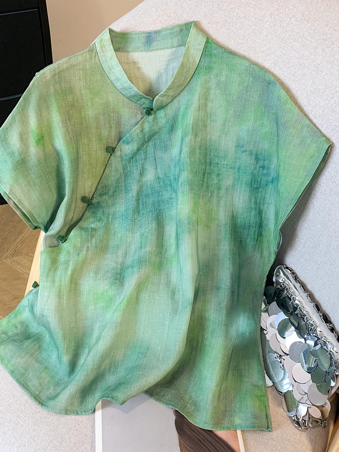 

Женское льняное белье в стиле ретро с принтом на пуговицах, свободный крой, новинка лета, китайский национальный Sle Zen Spiritual Impr...