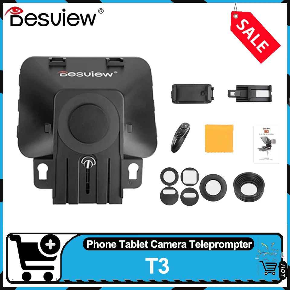 Desview T3 Teleprompter the Third Generation Phone Tablet Camera Teleprompter Bluetooth Remote Control