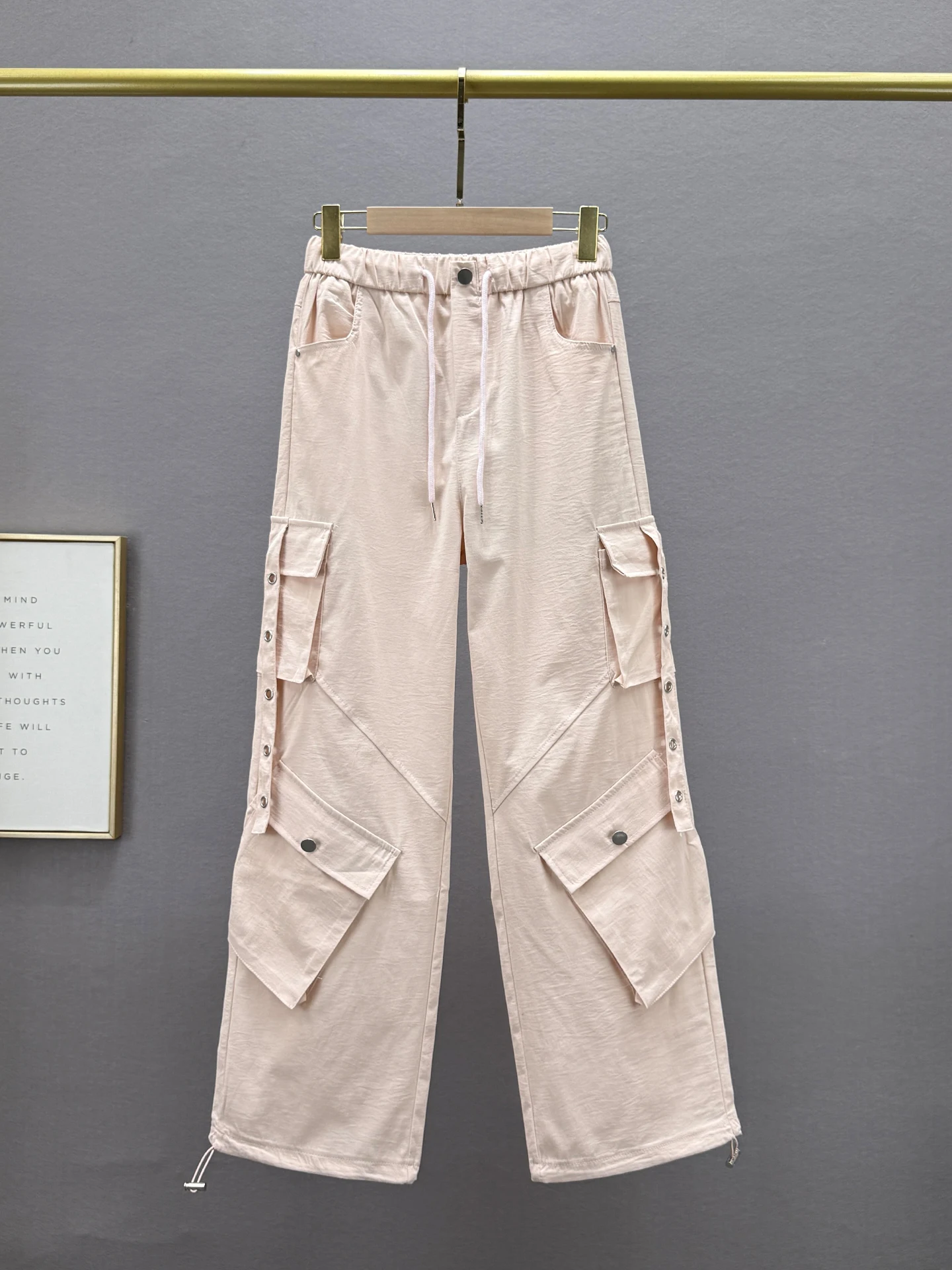 

Trendy High Waist Workwear Casual Pants Women's New Summer Thin Belted Loose Slimming Pure Color Long Trousers