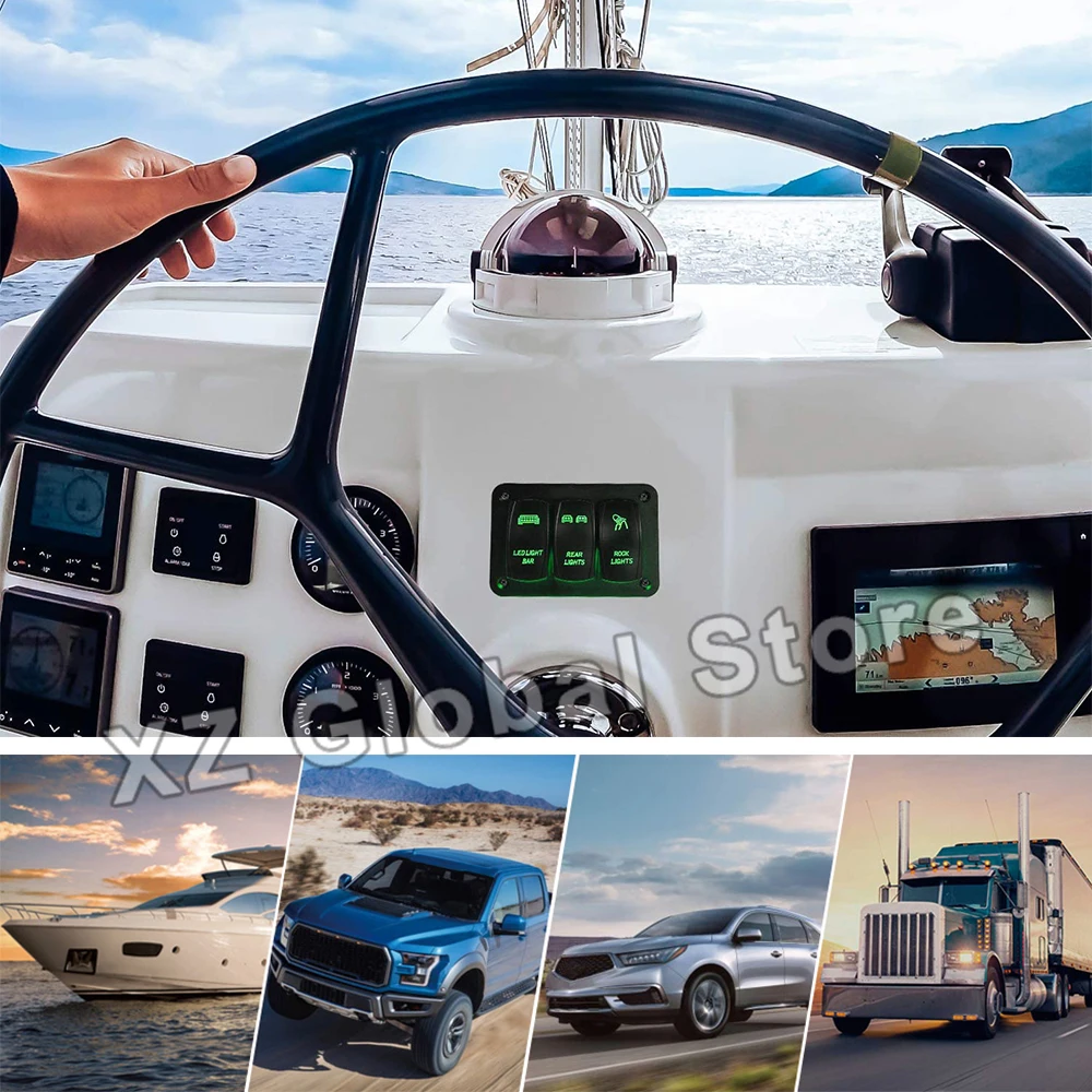 Car Boat Rocker Toggle Switch 12V 24V Push Button Waterproof Marine Switch 20A Lighted Bar ON OFF 5 Pin For ATV RV Auto Truck