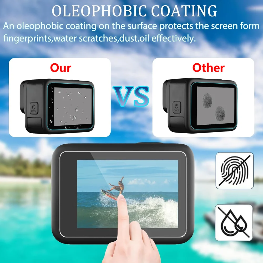 For GoPro Hero 13 Screen Protector 9H Ultra Clear Tempered Glass Silicone Lens Protective Cover for GoPro Hero 13 Action Camera