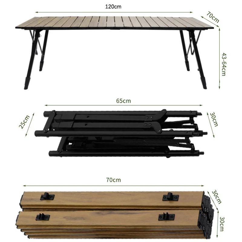 Уличный складной стол с деревянным зерном, алюминиевый сплав, стол для яичного рулета, большой подъемный портативный кемпинг, алюминиевая пластина