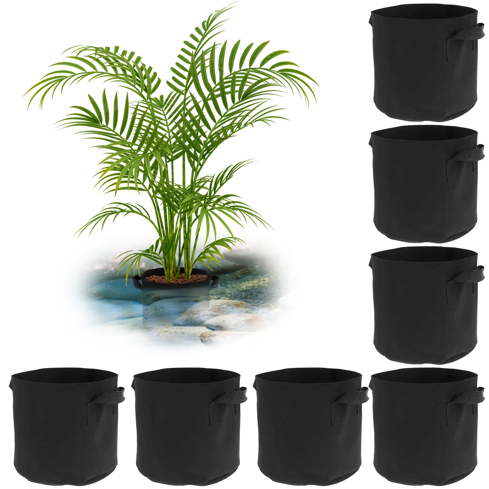 

8Pcs Plant Grow Bags 3 Gallon Non-Woven Plant Grow Pots with Sturdy Handles Breathable Gardening Growing Containers 9.8×8.6 Inch