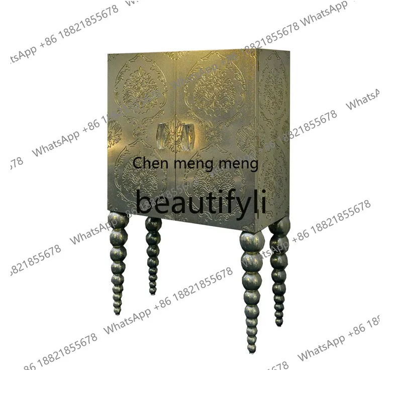 

Neoclassical European solid wood carving flower partition wine cabinet living room entrance dining side wall storage cabinet H