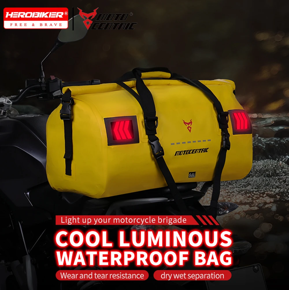 

MOTOCENTRIC Motorcycle Rear Seat Bag Long-distance Backpack Cool Luminous Waterproof Bag 66L Large-capacity Outdoor Camping Bag