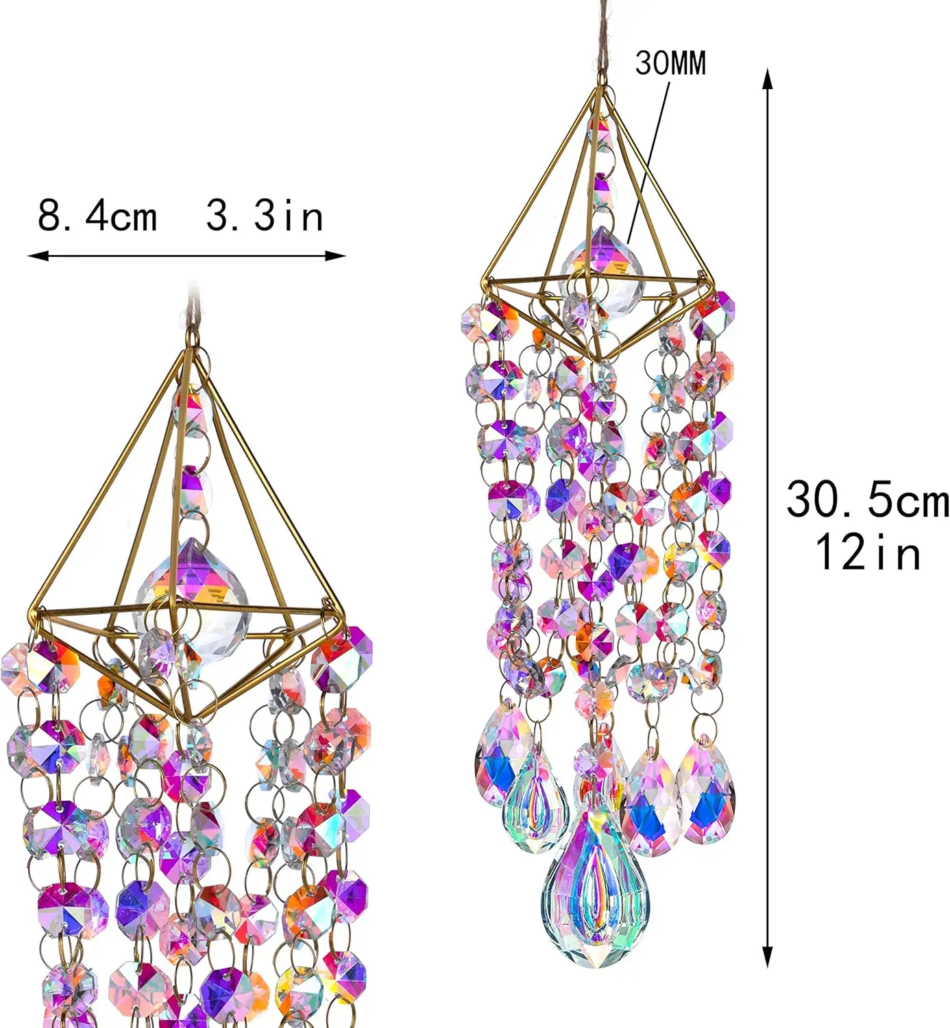 Crystal Suncatchers for Window Hanging Wind Chime Style Garden Sun Catchers with Crystals Rainbow Maker Indoor Outdoor Decor