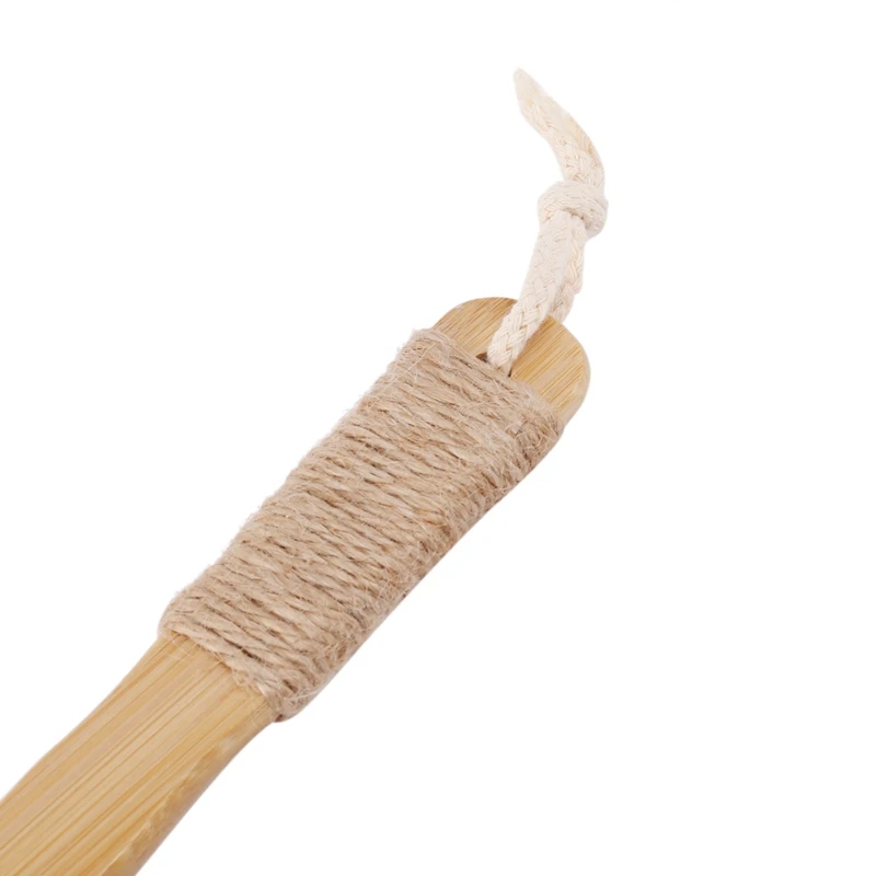 2X Dry Skin Body Brush Bath Exfoliating Brush Natural Bristles Back Scrubber With Long Wooden Handle