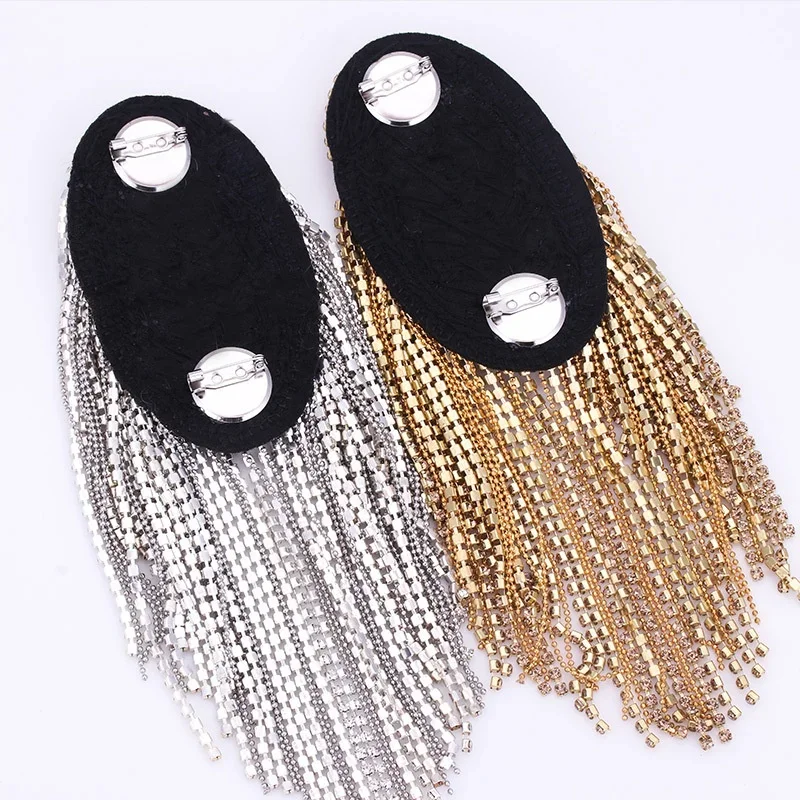 Handmade Beaded Epaulette for Clothes Punk Coat Suit DIY Fashion Tassel Badge Epaulets Shoulder Patches Appliques