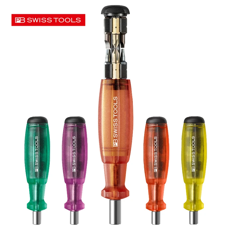 

PB SWISS Magazine Screwdriver With Integrated Bit and 8 Precision Bits Insider Pocket Multi-colour Mobile Phone Repair Tool 6464