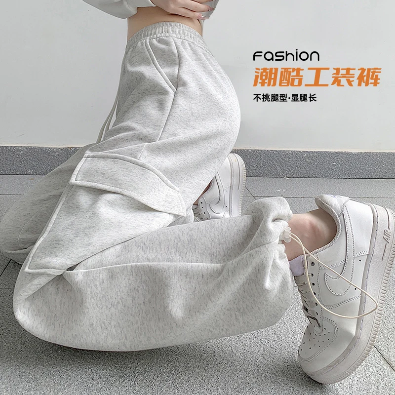 Cargo Pants Womens Dame Four-Season Cotton Tapered Urban Edgy Handsome Rock Studded Rivet Streetwear Highstreet Embroidery Y2K