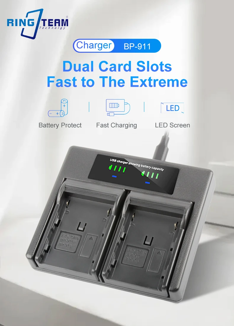 BP-911 BP915 LCD USB Dual Battery Charger For Canon GL2 XL1 GL1 Camera BP-950G BP-970G BP-945 BP-930