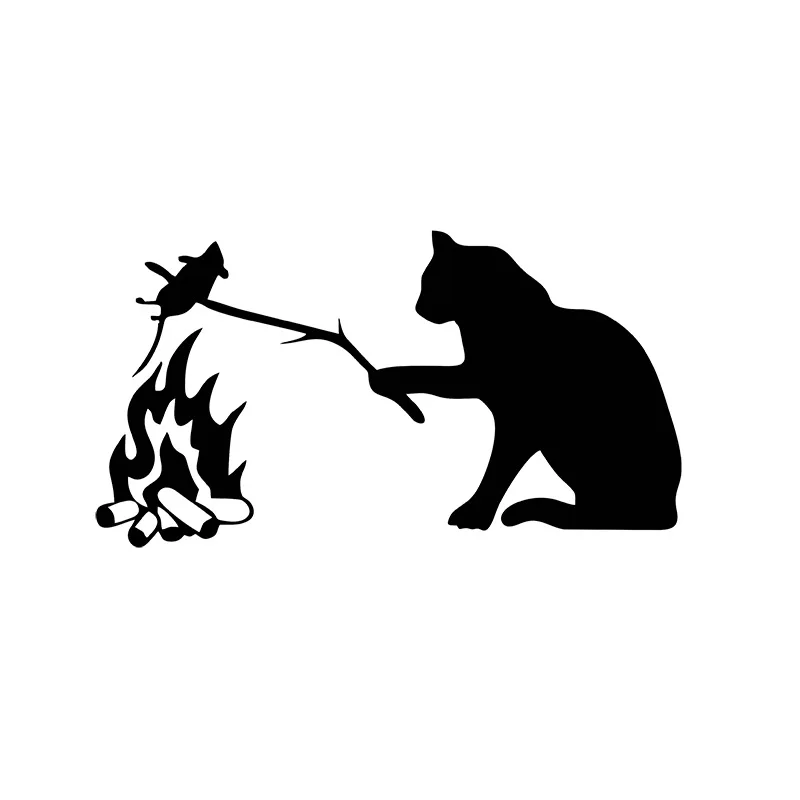 

CK3377# Vinyl Car Sticker Cat Fries A Mouse Waterproof Cool Waterproof Removable Decal Self-adhesive Car Auto Sticker