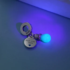 سحر الفضة الإسترليني الأصلي 925 للنساء ، قلادة اليراع المضيئة ، الخرز صالح لأساور العلامة التجارية عموم ، القلائد ، مجوهرات DIY أعلى 6 مبيعات لوحة G42 - رقم 3