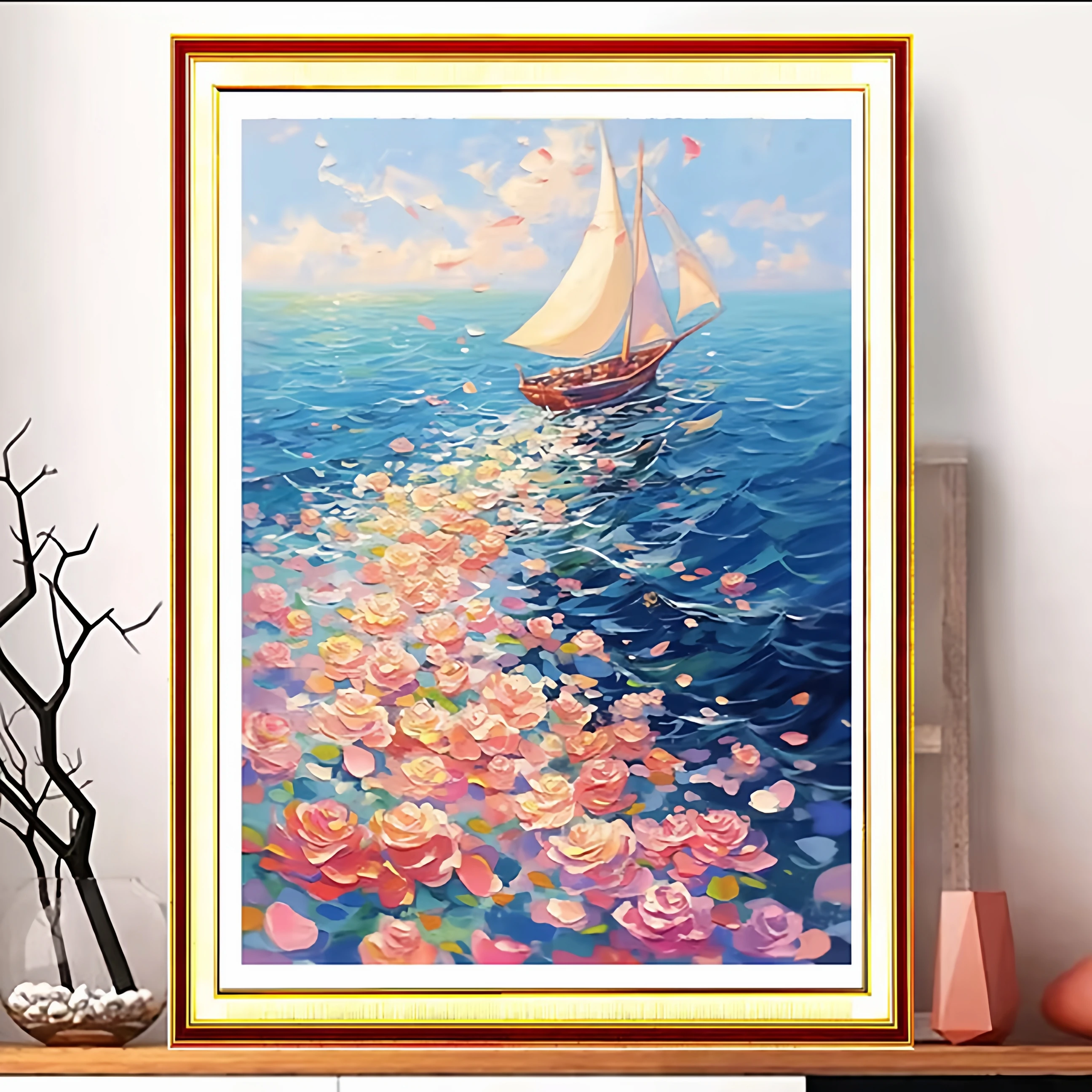 

Modern Simplified Cross Stitch Beaded Full Beads Vertical Bedroom Cotton Fabric Red Blue Other Color Series Celebration Pattern