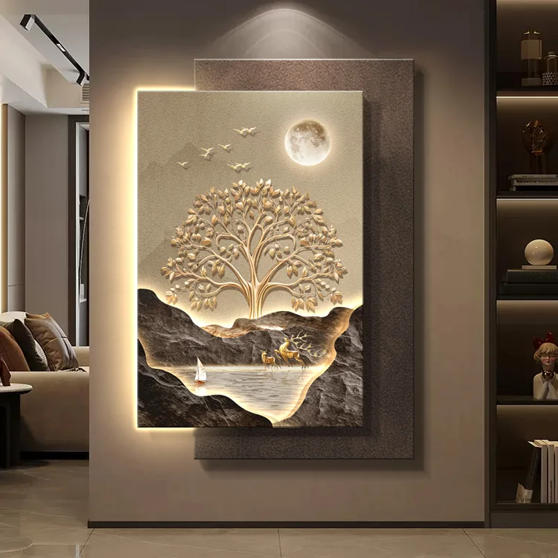 Fortune Tree Mural Painting Modern Luxury High end Stairway Hanging Painting