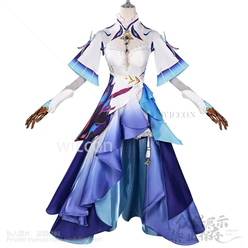 เกมอะนิเมะ Wuthering Waves คอสเพลย์ Cantarella เครื่องแต่งกาย Jirai Kei สาว Aqua สีม่วงไม่สม่ําเสมอชุดเค้ก Lolita วิกผมที่กําหนดเอง