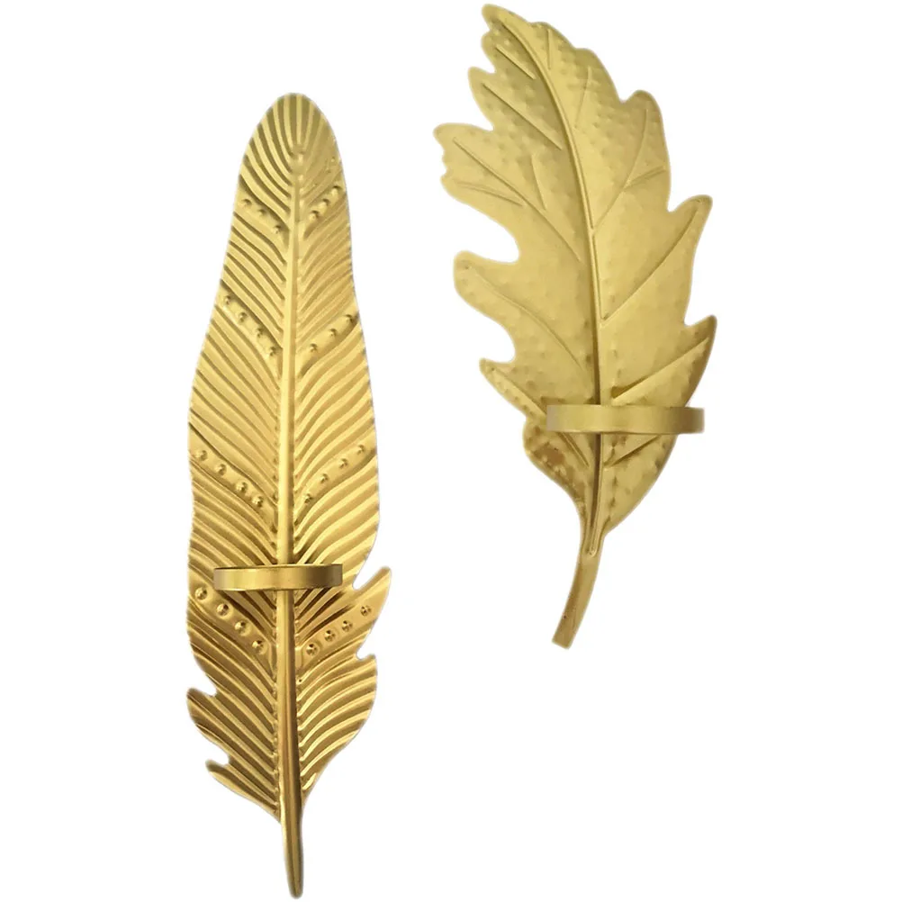 

2Pcs Metal Leaf Shape Wall-Mounted Holder Sturdy Decorative Candlestick Nordic Style Home Decor Gift Wall Candlestick