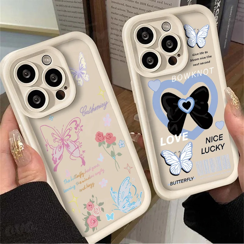 Luxury Flower Butterfly Phone Case For Samsung Galaxy S24 Ultra S23 S22 S21 Plus FE A54 A34 A14 A73 A53 A33 Soft Silicone Cover