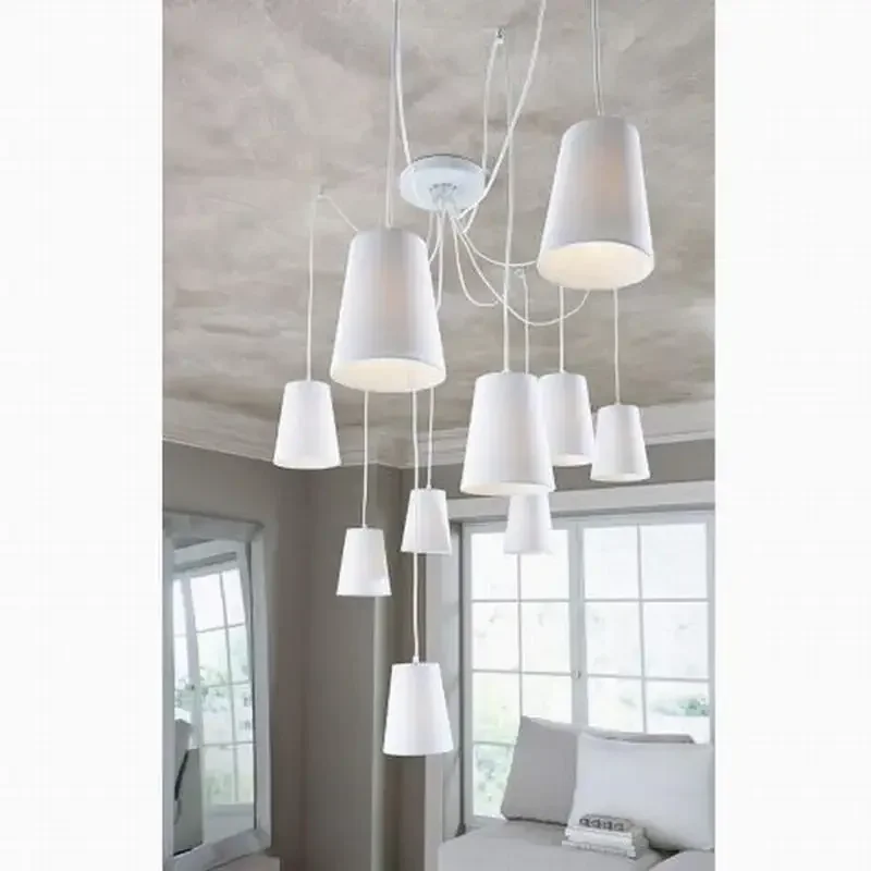 

led Modern big hanging chandelier dining room/Diy Clusters of white/black fabric shades chandeliers 220v bedroom ceiling lamps