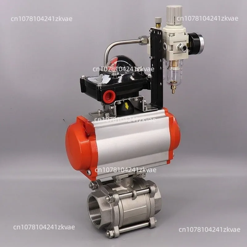 Q611F-16P 304 Stainless Steel Three-piece Pneumatic Ball Valve, Explosion-proof Triplet, Card Sleeve Intake Pipe