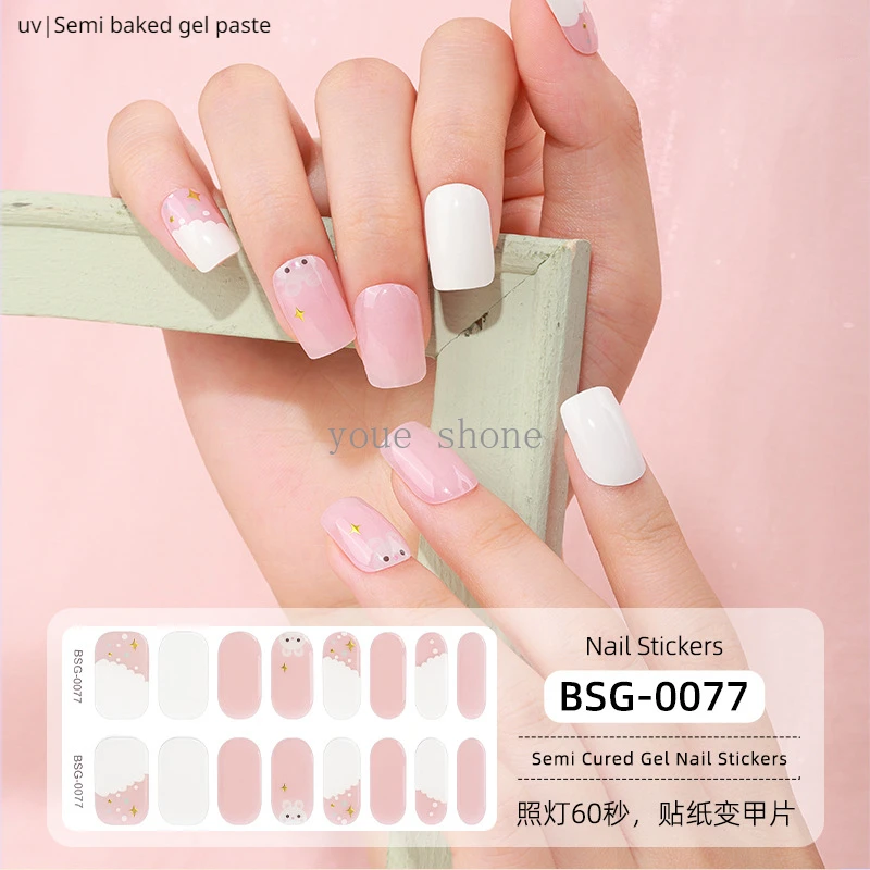 16Tips Semi-Geharde Gel Nagel Patch Zelfklevende Sliders Langdurige Volledige Dekking Nagel Stcikers Uv Lamp Nodig Nail Art Decoraties