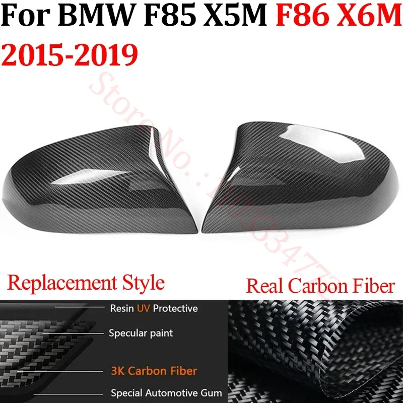 

Real Carbon Fiber Car Rearview Side Mirror Cover For BMW F85 X5M F86 X6M 2015-2019 Side Mirror Shells Frame Replacement Case