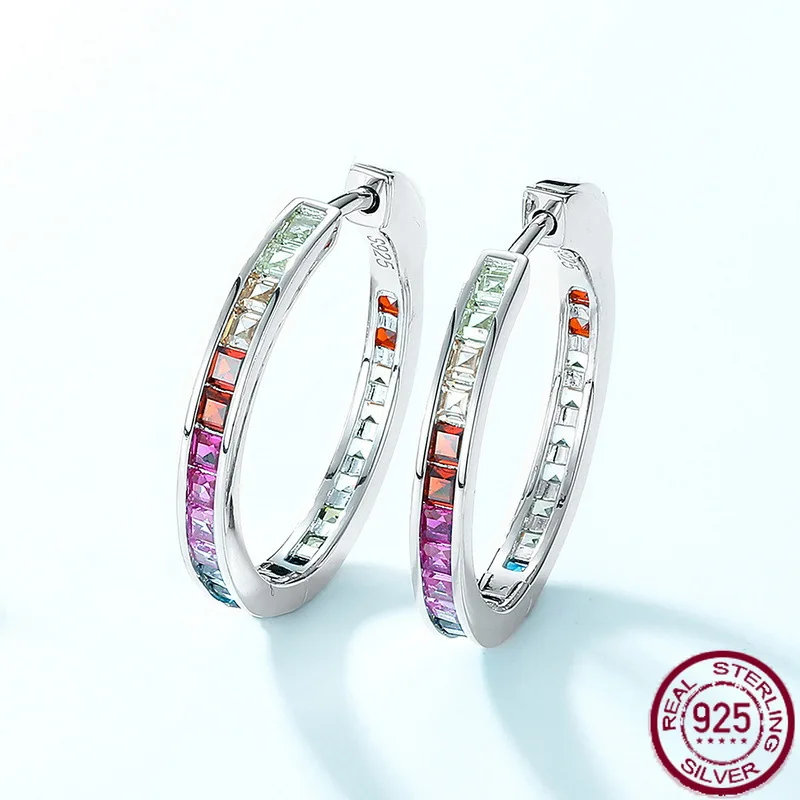 

New S925 pure silver color zirconium inlaid with white zirconium European and American style earrings versatile wedding jewelry