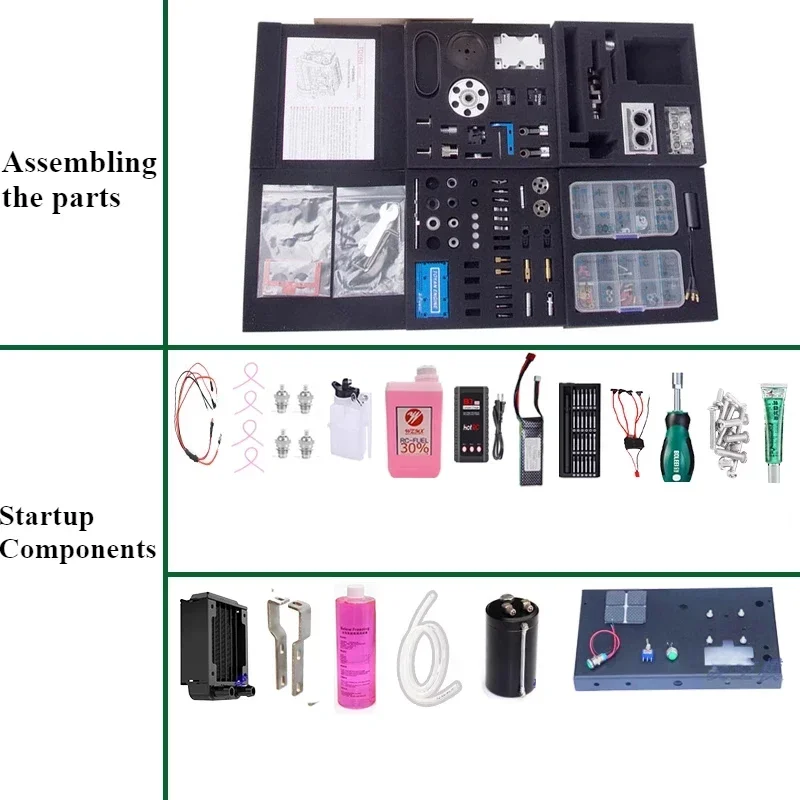 TOYAN Water-cooled All-metal Engine Model Double-cylinder Methanol Fuel Micro Laboratory Teaching Aids Mini Engine Assembly Toys