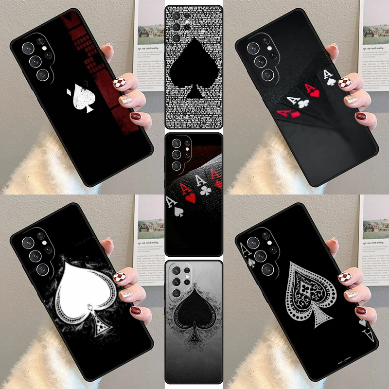 Ace of Spades Poker Phone Case For Samsung Galaxy S23 S21 S20 FE S24 S22 Ultra Note20 S10 S9 S8 Plus Silicone Cover