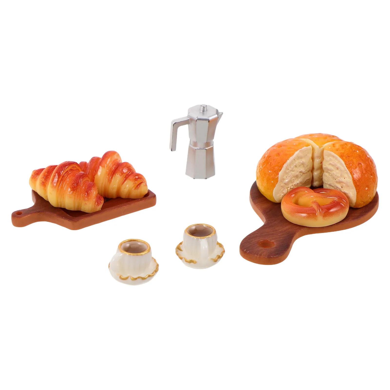 

1 set 1 Set Miniature Food Toy: Realistic Resin Breakfast Bakery Diorama For Dollhouse Kitchen Coffee Shop Display, Micro Scale